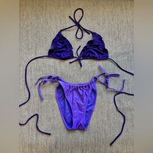 Monochrome Purple Bikini Set — High-Leg Tie Bottoms 🔮